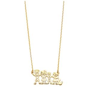 14K Yellow Gold  Our Family Necklace - 17+1"